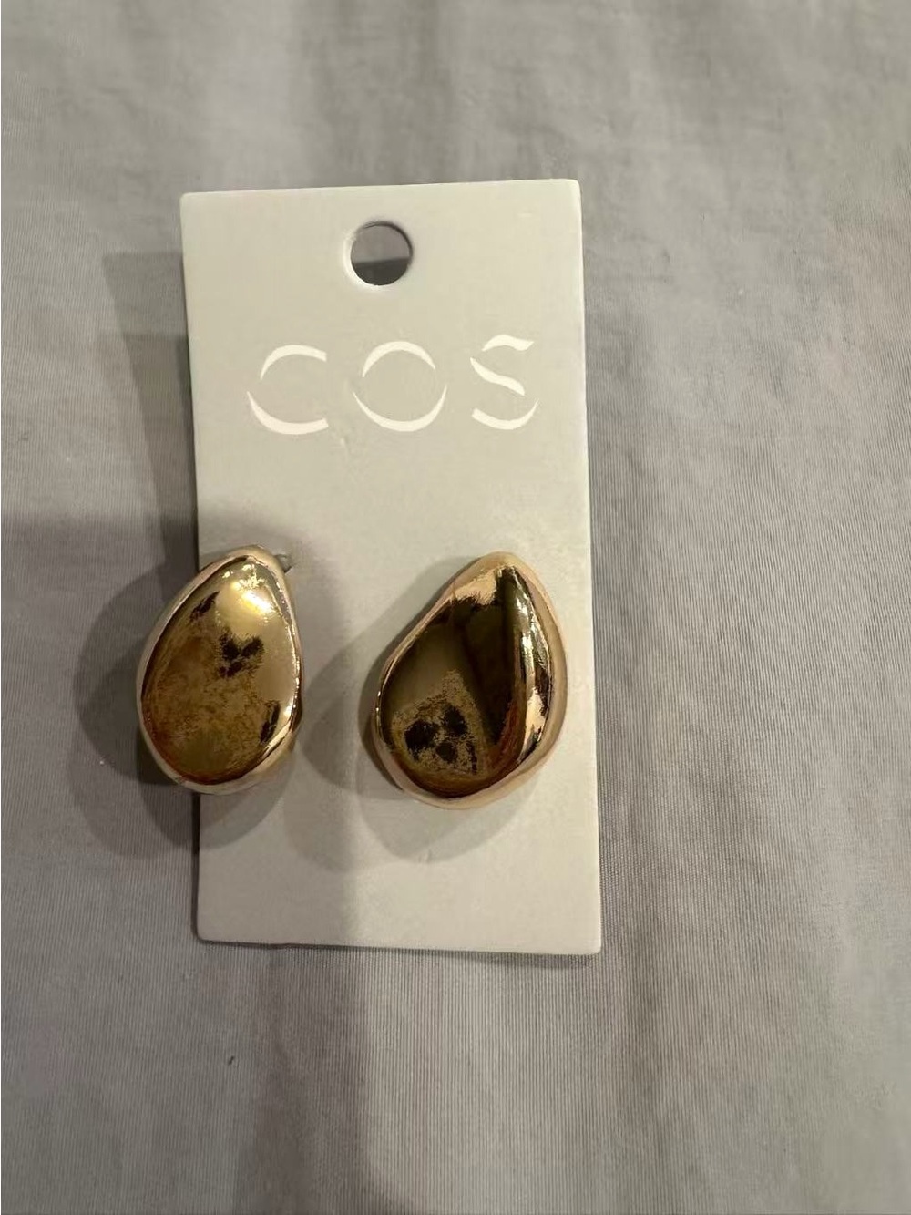 COS Polished Gold Organic Drop Stud Earrings